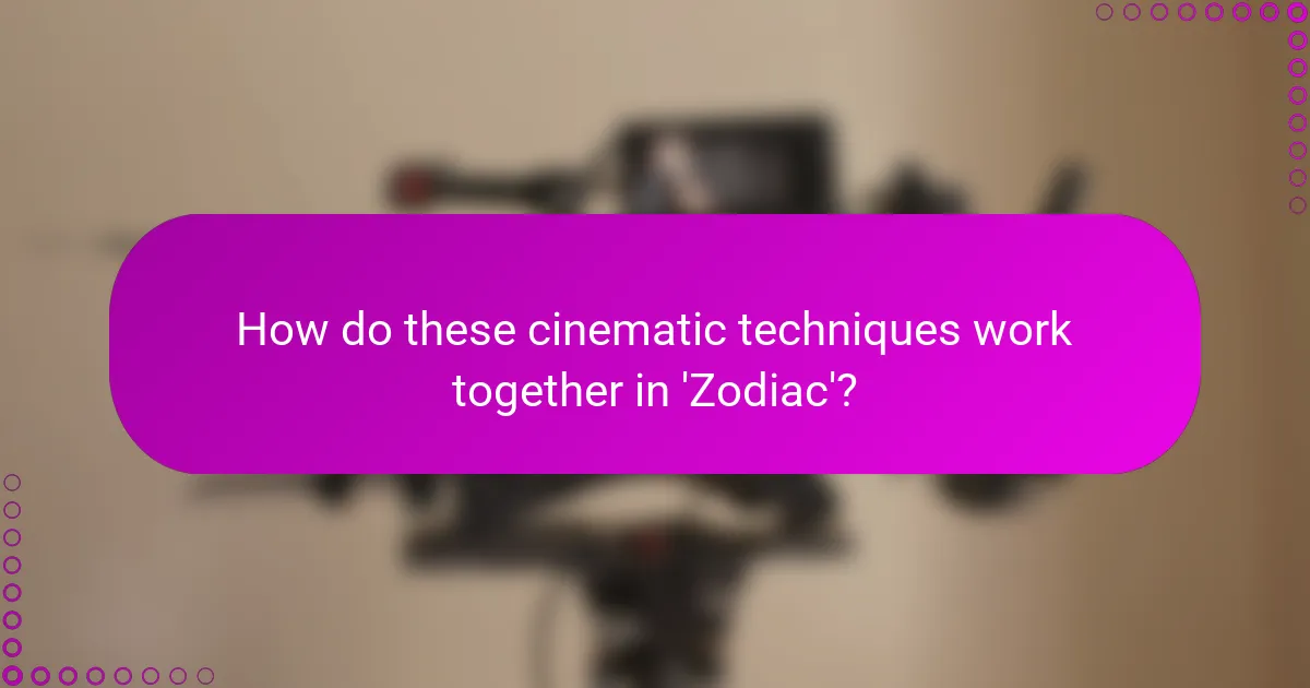 How do these cinematic techniques work together in 'Zodiac'?