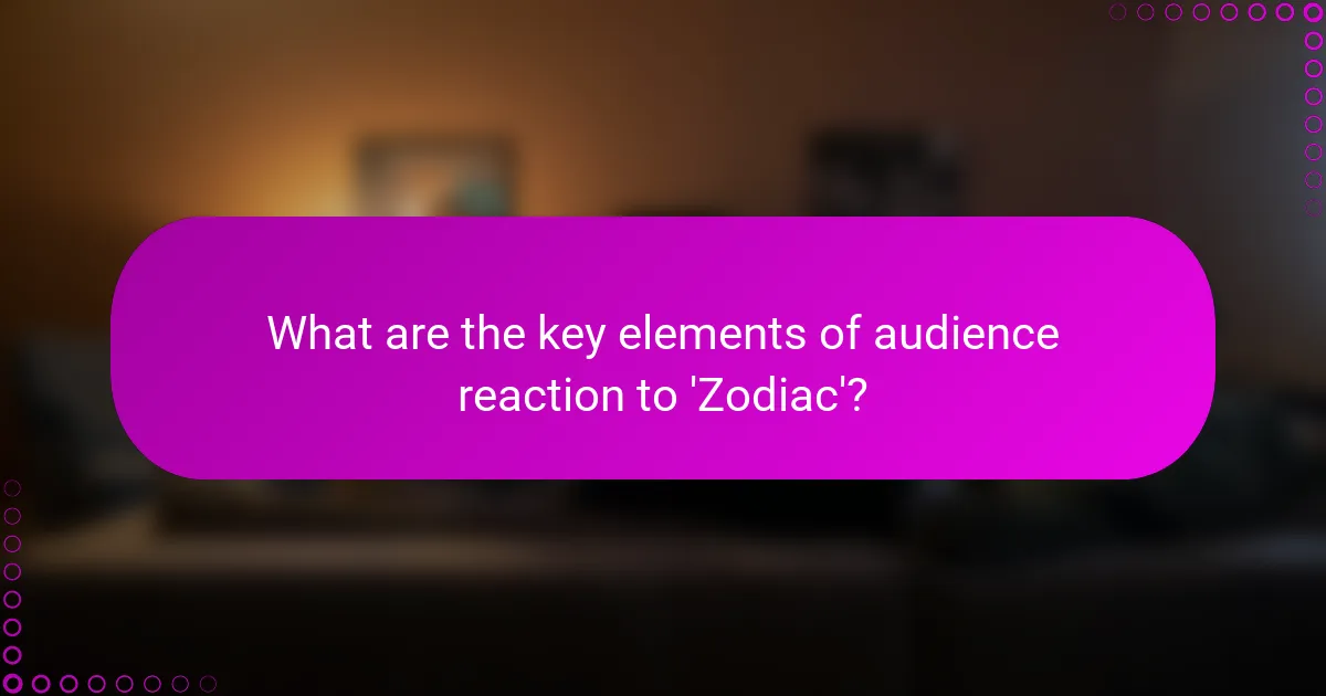 What are the key elements of audience reaction to 'Zodiac'?