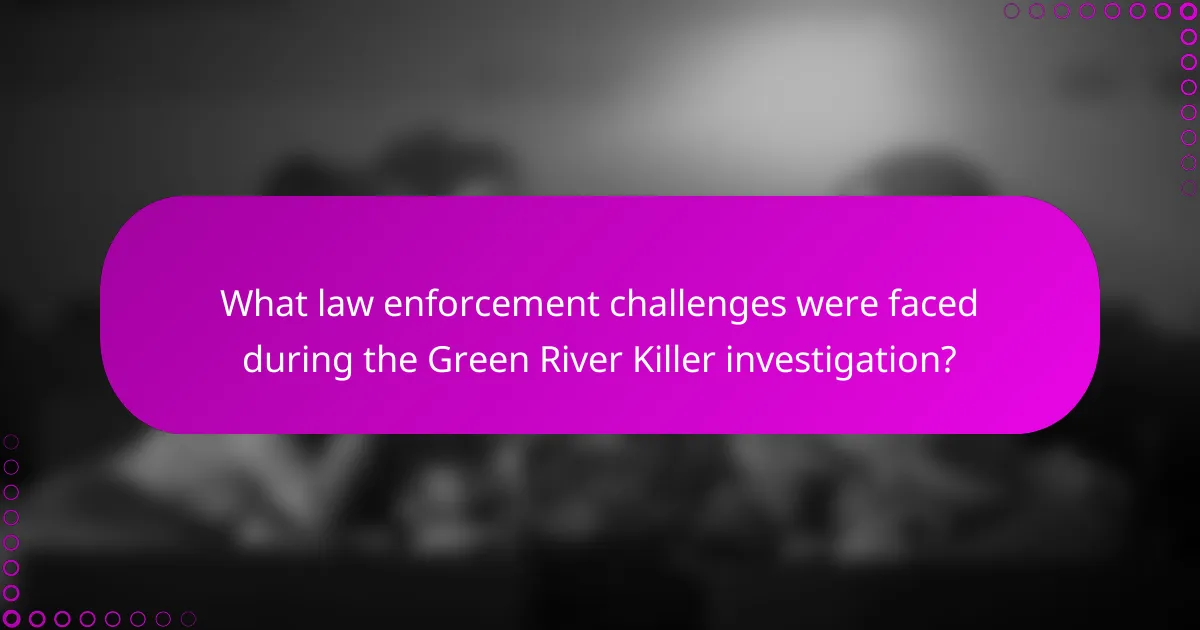 What law enforcement challenges were faced during the Green River Killer investigation?
