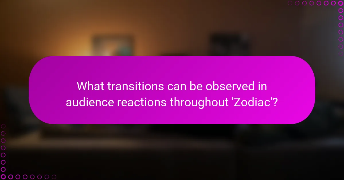 What transitions can be observed in audience reactions throughout 'Zodiac'?